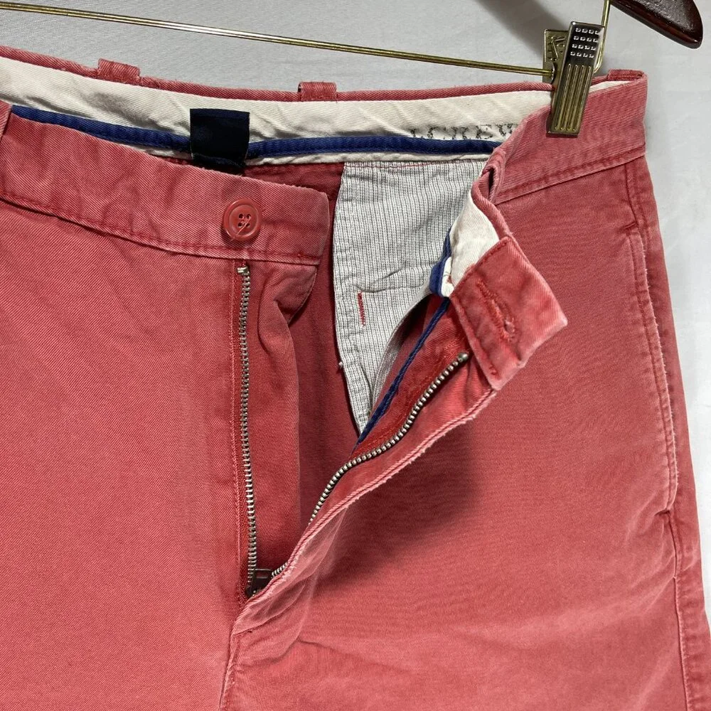 Men's J.Crew Broken In Chino Shorts Size 33x9 Red All Cotton Flat Front